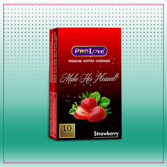 Dotted Condoms - Strawberry Flavour - 10 Pcs