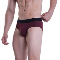 Maroon Brief Underwear - Bamboo Fiber, Sizes S-xl, Wine Color, Plain Pattern, Perfect Fitting For Daily Use, Pack Of 3 Pieces, Soft And Breathable