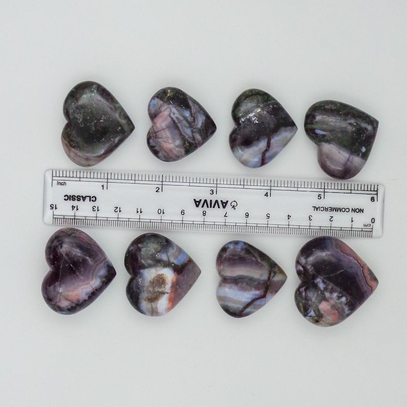 Natural Gemstone Amethyst Lace Agate Heart Shaped Crystals Hearts