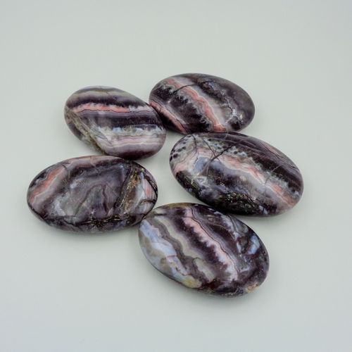 Natural Gemstone Amethyst Lace Agate Palm Worry Stone Crystals Palm Tumbled Stone