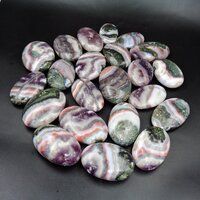 Natural Gemstone Amethyst Lace Agate Palm Worry Stone Crystals Palm Tumbled Stone