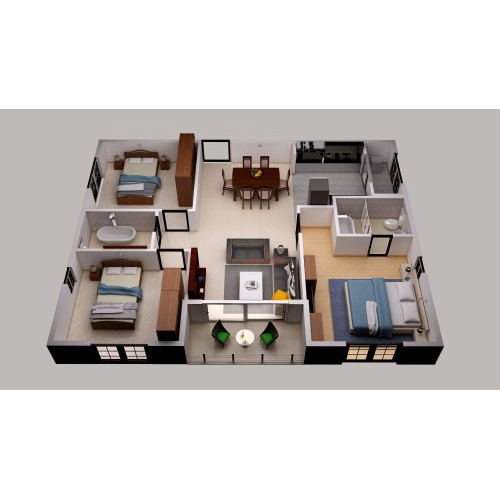 3D House Plans Sectional View Services
