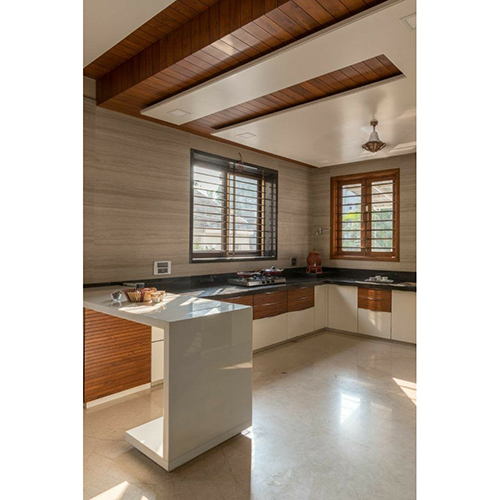 Open Modular Kitchen With Service Counter