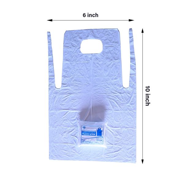 Apron Plastic HM, Pack of 50 pcs, Disposable Kitchen apron, Patient apron, Waterproof, White, plastic