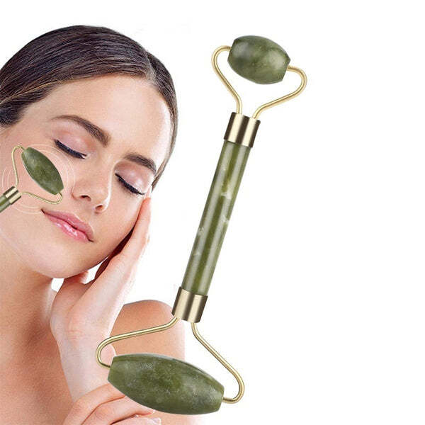 SMOOTH FACIAL ROLLER AND MASSAGER NATURAL MASSAGE JADE STONE (1387)