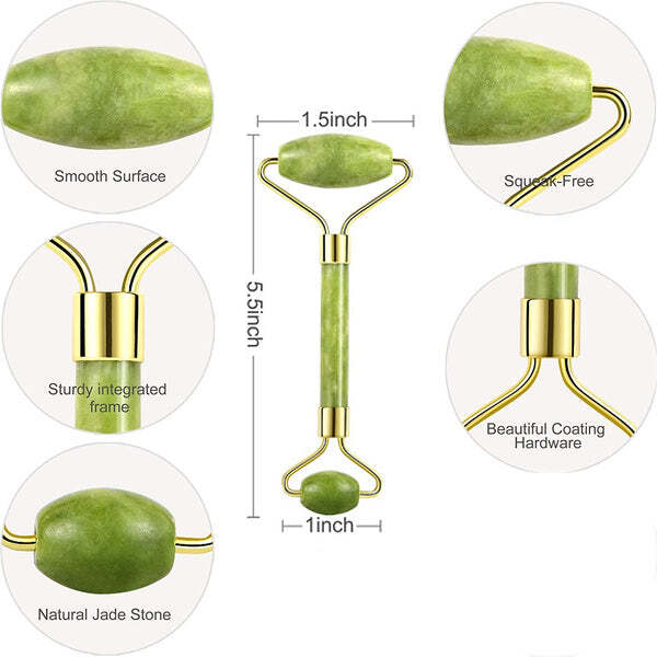SMOOTH FACIAL ROLLER AND MASSAGER NATURAL MASSAGE JADE STONE (1387)