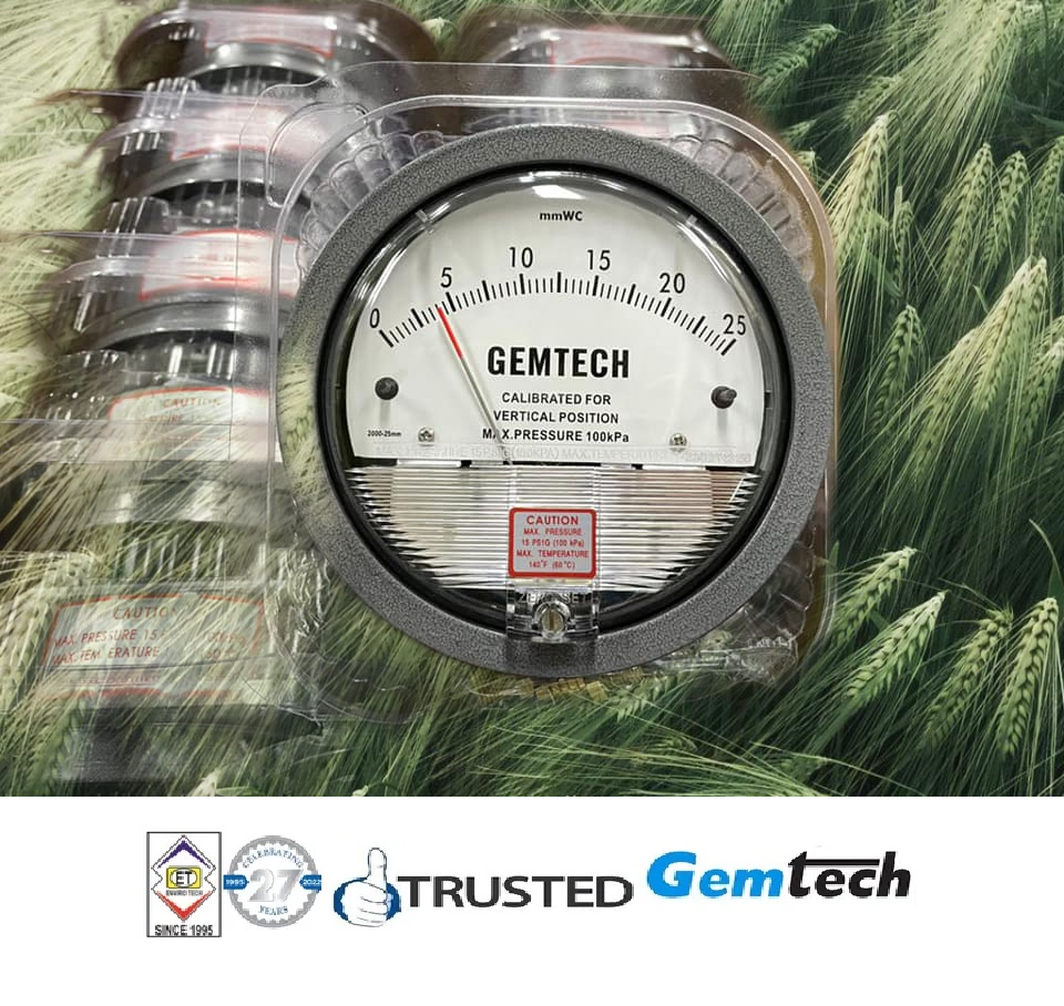 GEMTECH Minihelic Differential Pressure Gauge Range 0-50 MM