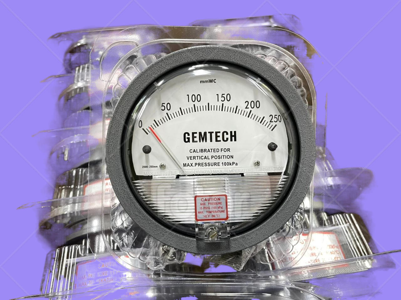 GEMTECH Differential Magnehelic Pressure Gauge Range 0-25 MM