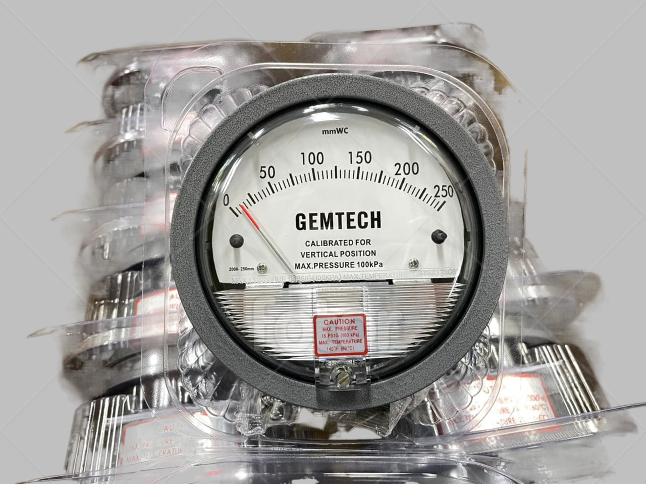GEMTECH Differential Magnehelic Pressure Gauge Range 0-5 Inches