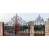 Big Iron Gate - Iron Material, Customized Sizes, Brown Color, Eco-friendly Coating, Powder Coated Finish, Durable For Severe Weather