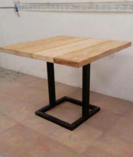 iron table with wood top uses for cafe restaurants