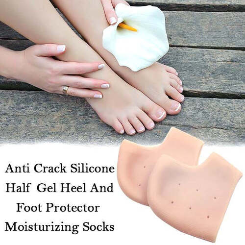 ANTI CRACK SILICONE HALF GEL HEEL AND FOOT PROTECTOR MOISTURIZING SOCKS (1475)