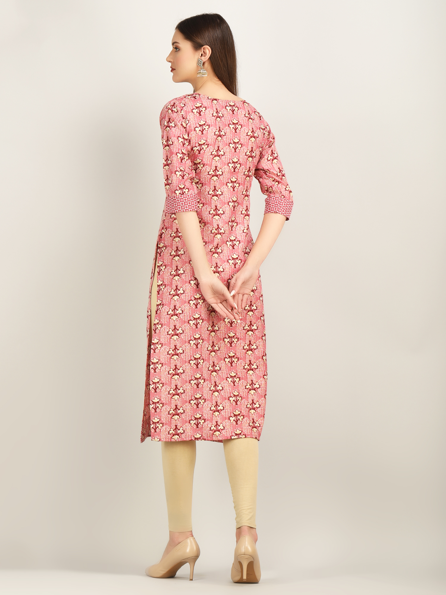 Pink  magic print kurti with dupatta v paturn P5 P6 P7 P8