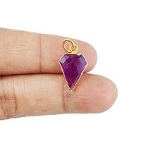 Amethyst Gemstone Diamond Shape 15x12mm Electroplated Charm