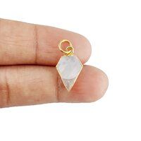 Rainbow Moonstone Gemstone Diamond Shape 15x12mm Electroplated Charm