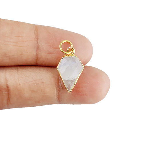 Rainbow Moonstone Gemstone Diamond Shape 15x12mm Electroplated Charm