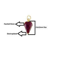 Dyed Ruby Gemstone Diamond Shape 15x12mm Electroplated Charm