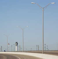 Dual Arm Road Lighting Pole - Color: Silver