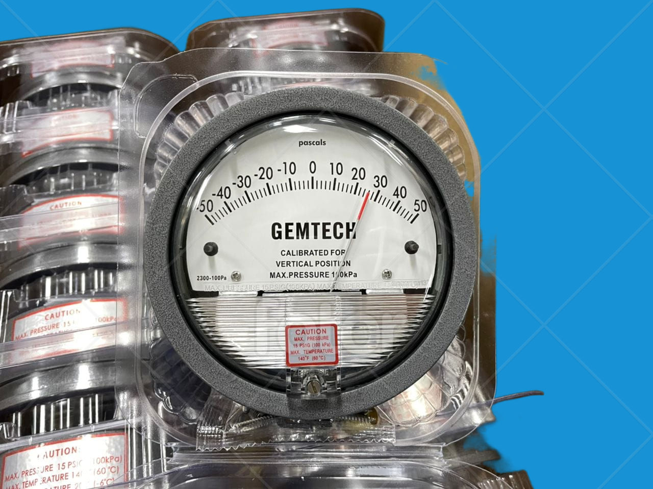 GEMTECH Differential Magnehelic Pressure Gauge Range 0-25 INCH