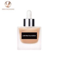 30ml clear transparent frosted matte dropper glass bottle foundation serum eseential oil skincare makeup beauty cosmetic packaging