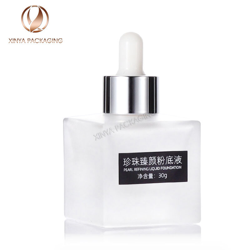30ml clear transparent frosted matte dropper glass bottle foundation serum eseential oil skincare makeup beauty cosmetic packaging