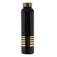 Fridge Water Bottle - Plastic, 1 L Capacity, Matte Black Finish | Lightweight, Double Insulation, Easy To Clean, Round Shape, Warranty Included