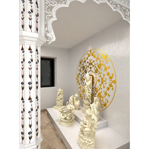 Pooja Ghar Mandir Moop Inlay Design Work