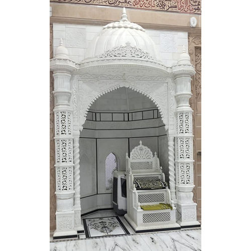 Qibla Member White Marble Pooja Mandir