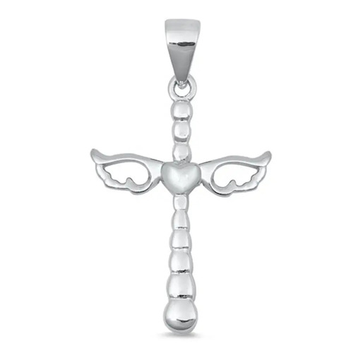 925 Sterling Silver Holy Cross Wings Fine Pendant Jewelry For Christmas