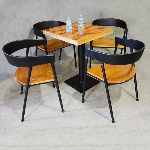 iron with wooden top cafe chair set with table for rastaurant cafe