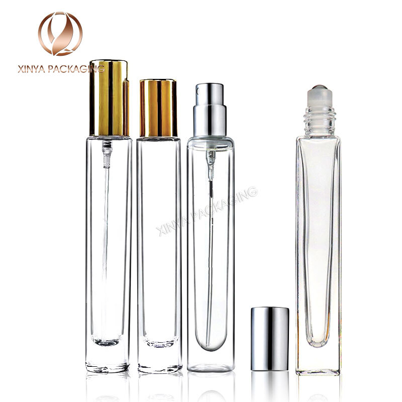 10ml square round thick Glass Bottle perfume pump spray toner roller spliter sample bottle for skincare cosmetic packaging personal care
