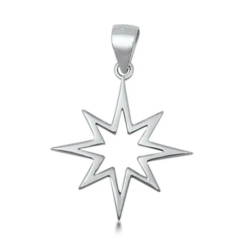 925 Sterling Silver Handcrafted 8 Point Star Fine Pendant Jewelry For Christmas Gifts