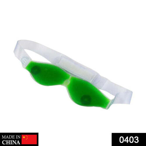 Gel Eye Mask - Eco-Friendly Nontoxic Material | Cold-Resistant PVC, Stick-On Straps, Green Color, Alleviates Headaches and Eye Puffiness