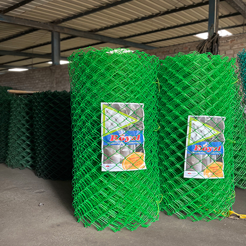 PVC Coated Chainlink - Metal Steel, Green Color | Hot Dipped Galvanized, Customized Hole Shape, Ideal for Agriculture and Sports Fields
