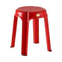 Red Plastic Stool - Pvc Material, Lightweight Stackable Design | Modern Durable Seating For Kitchens, Dining Rooms, And Living Spaces
