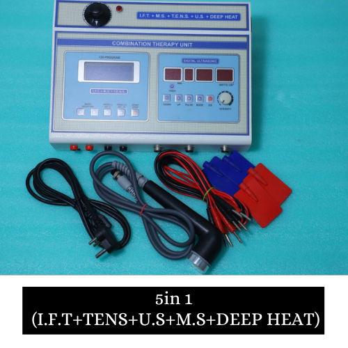 5 In 1 IFT MS Tens Ultrasonic Deep Heat Physiotherapy Machine Electrotherapy Combo for All Pain Relief