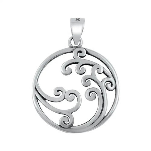 925 Sterling Silver Handcrafted Plain Sea Wave Pendant