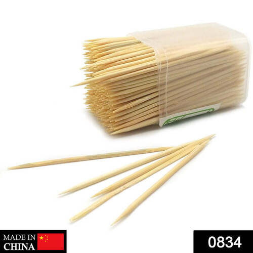 WOODEN TOOTHPICKS WITH DISPENSER BOX (0834) - Wooden Material, 100 Grams Weight | Ideal for Various Uses, Natural Wooden Color
