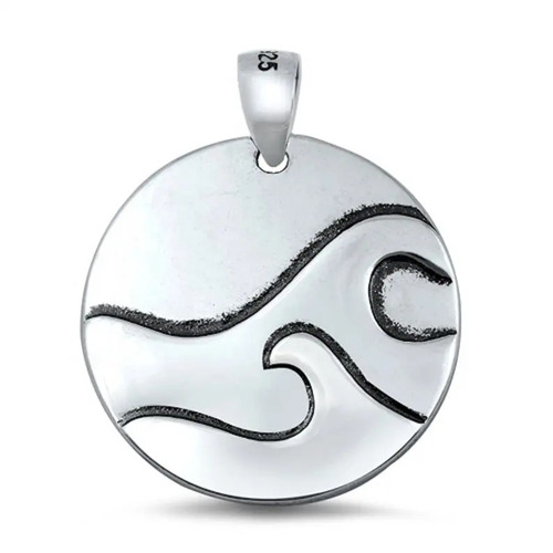 925 Sterling Silver Handcrafted Silver Sea Waves Pendant