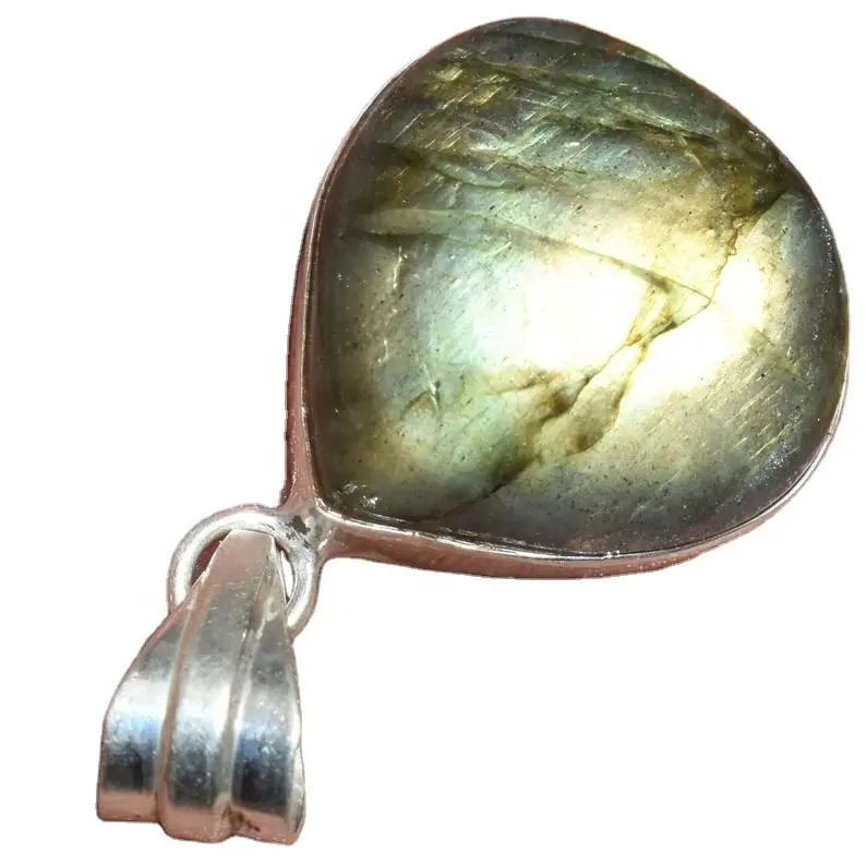925 Sterling Silver Handcrafted Labradorite Plain Silver Pendant