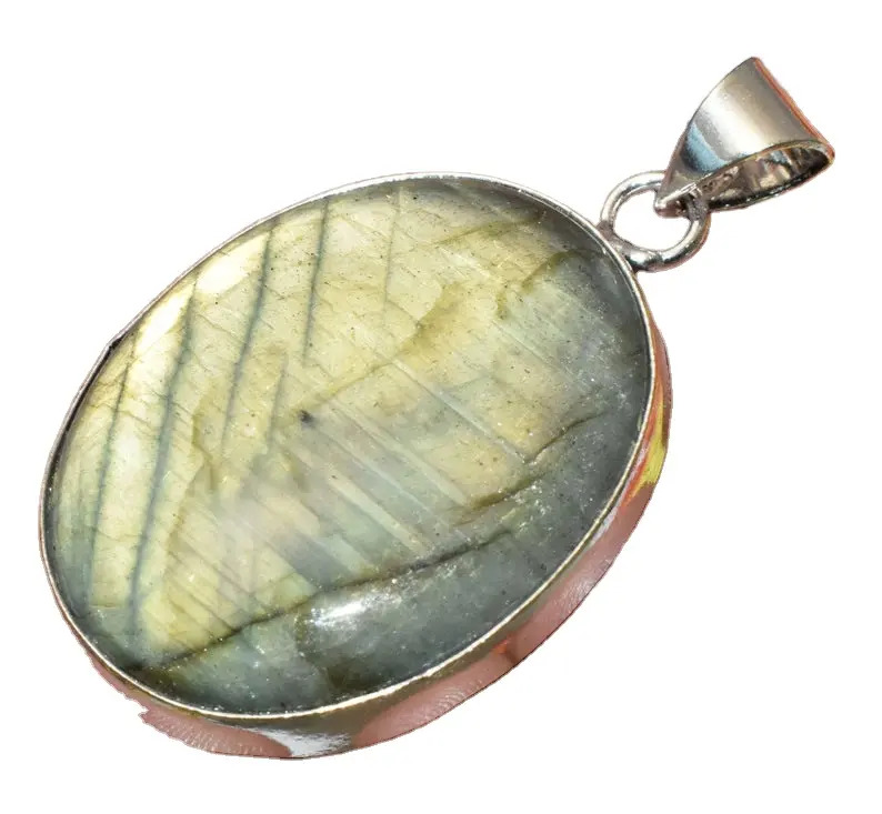 925 Sterling Silver Pretty Handcrafted Natural Labradorite Oval Silver Pendants
