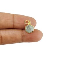 Aquamarine Gemstone Hexagon Shape Gold Vermeil 10mm Bezel Pendant