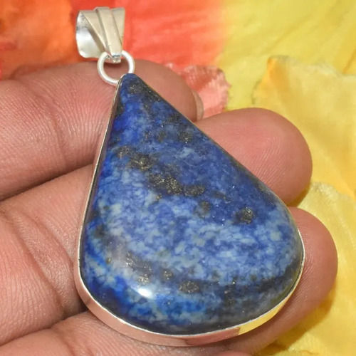 925 Sterling Silver Pretty Handcrafted Lapis Lazuli Pear Silver Plain Pendant