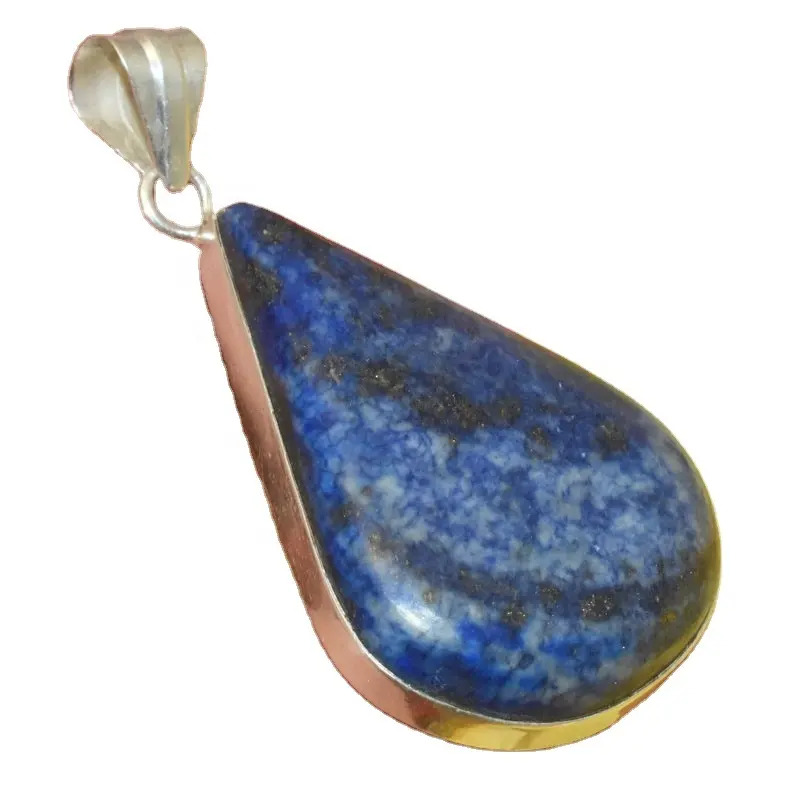 925 Sterling Silver Pretty Handcrafted Lapis Lazuli Pear Silver Plain Pendant