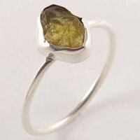 925 Sterling Silver Yellow Tourmaline Rough Stone Ring