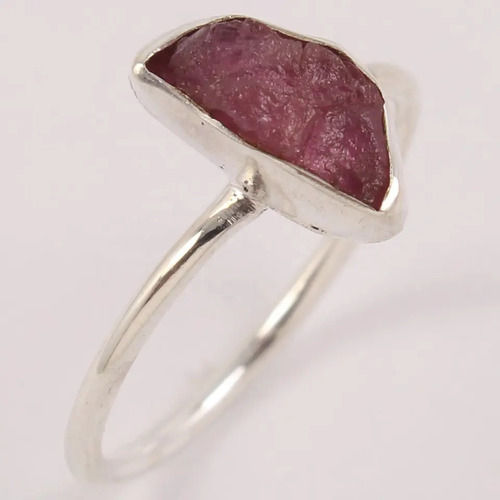 925 Sterling Silver Beautiful Pink Tourmaline Rough Stone Ring