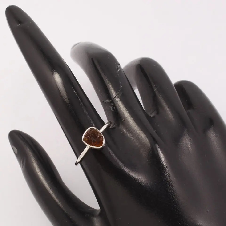925 Sterling Silver Beautiful Yellow Tourmaline Rough Gemstone Tiny Ring