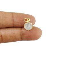 Rainbow Moonstone Gemstone Hexagon Shape Gold Vermeil 10mm Bezel Pendant