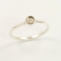 925 Sterling Silver Natural Smoky Quartz Round Cabochon Stone Rings Gender: Women