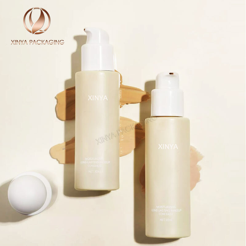 30ml round ball cap pump glass bottle foundation concealer sunscreen lotion primer skincare beauty makeup cosmetic packaging